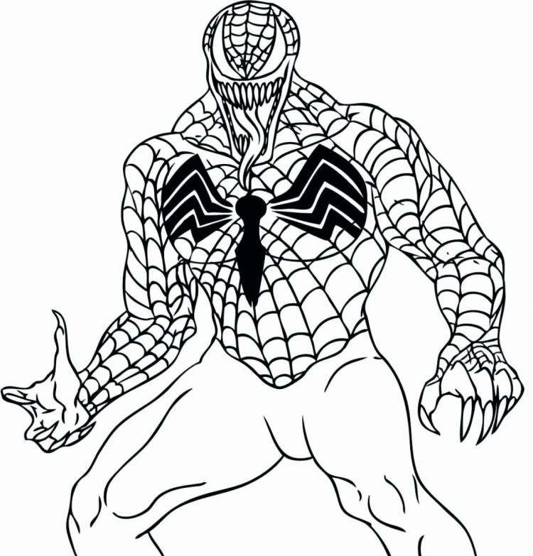 Раскраска человек паук и веном