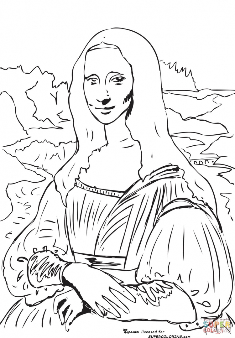 Мона лиза раскраска