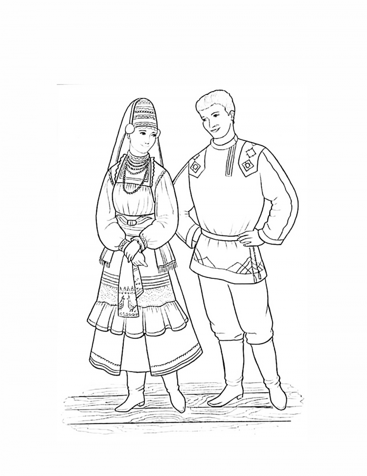 Татарский костюм раскраска