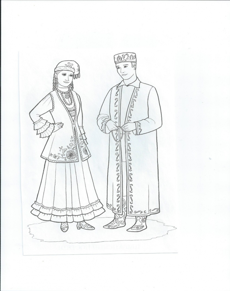 Русский народный костюм раскраска