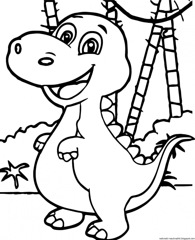 Динозавр раскраска для малышей