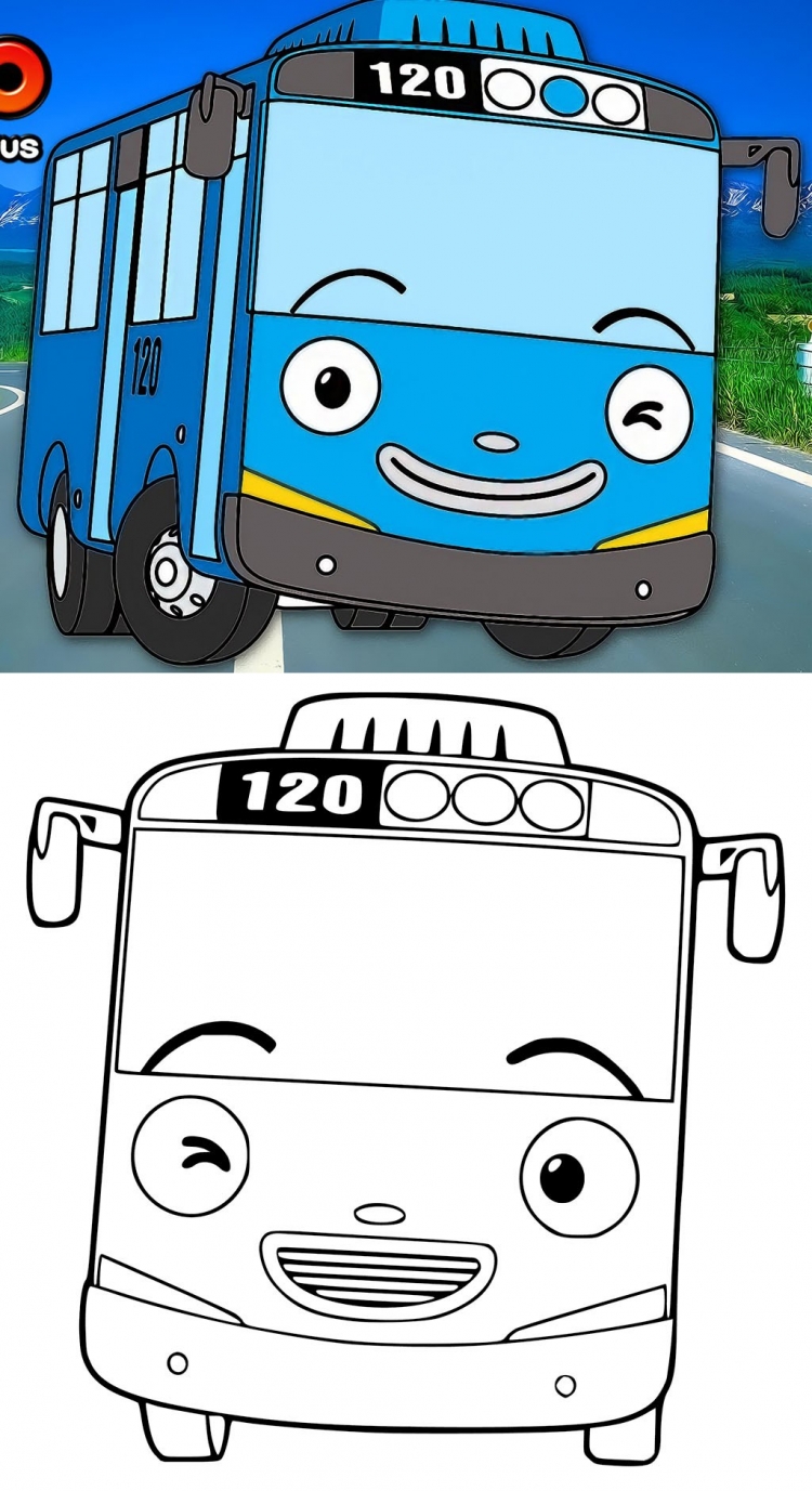 Раскраска автобус Тайо