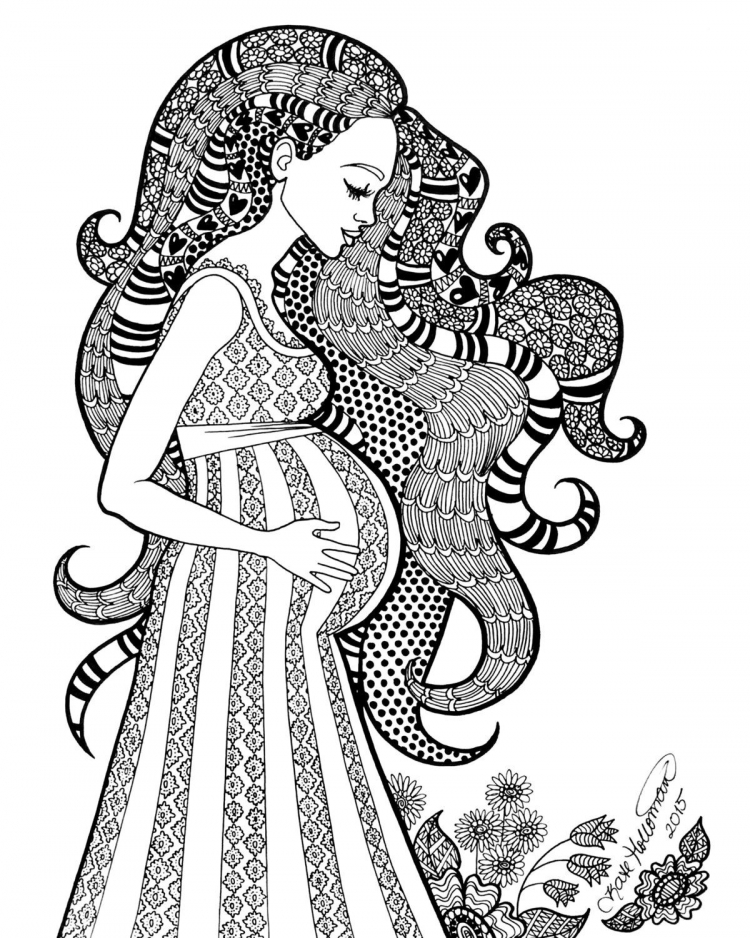 Раскраска беременная женщина