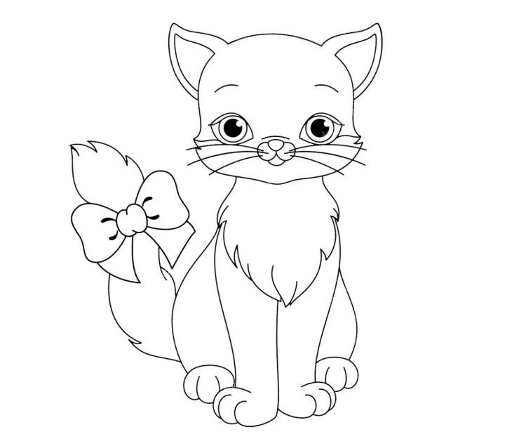 Котик с бантиком раскраска