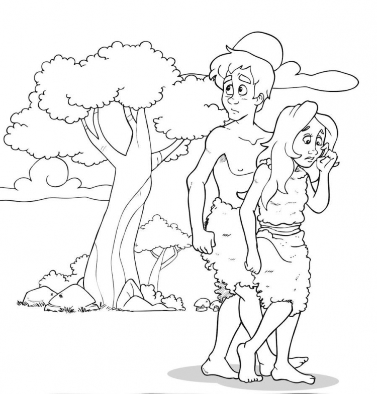Раскраска «Адам и Ева». №41858