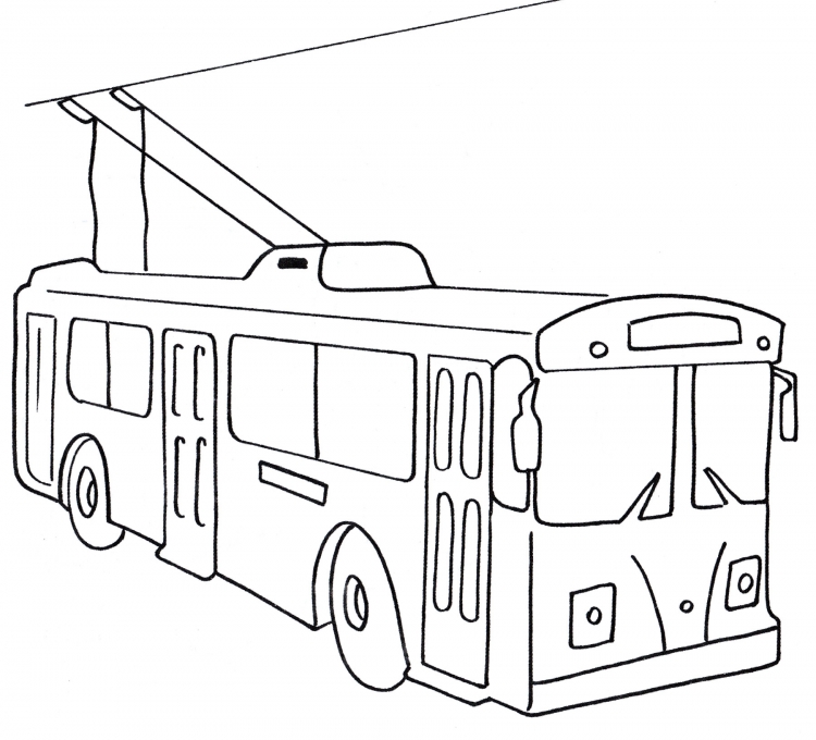 Раскраска троллейбус для детей