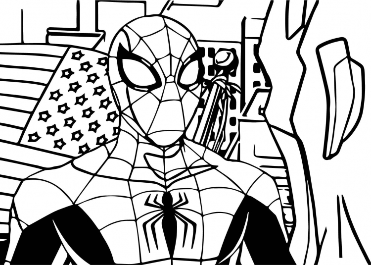 Раскраска Марвел (Marvel) с красками Человек-паук