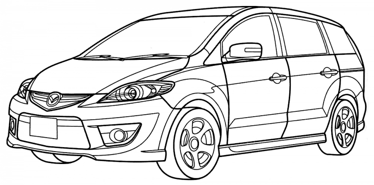 Раскраска Mazda 2 хэтчбек