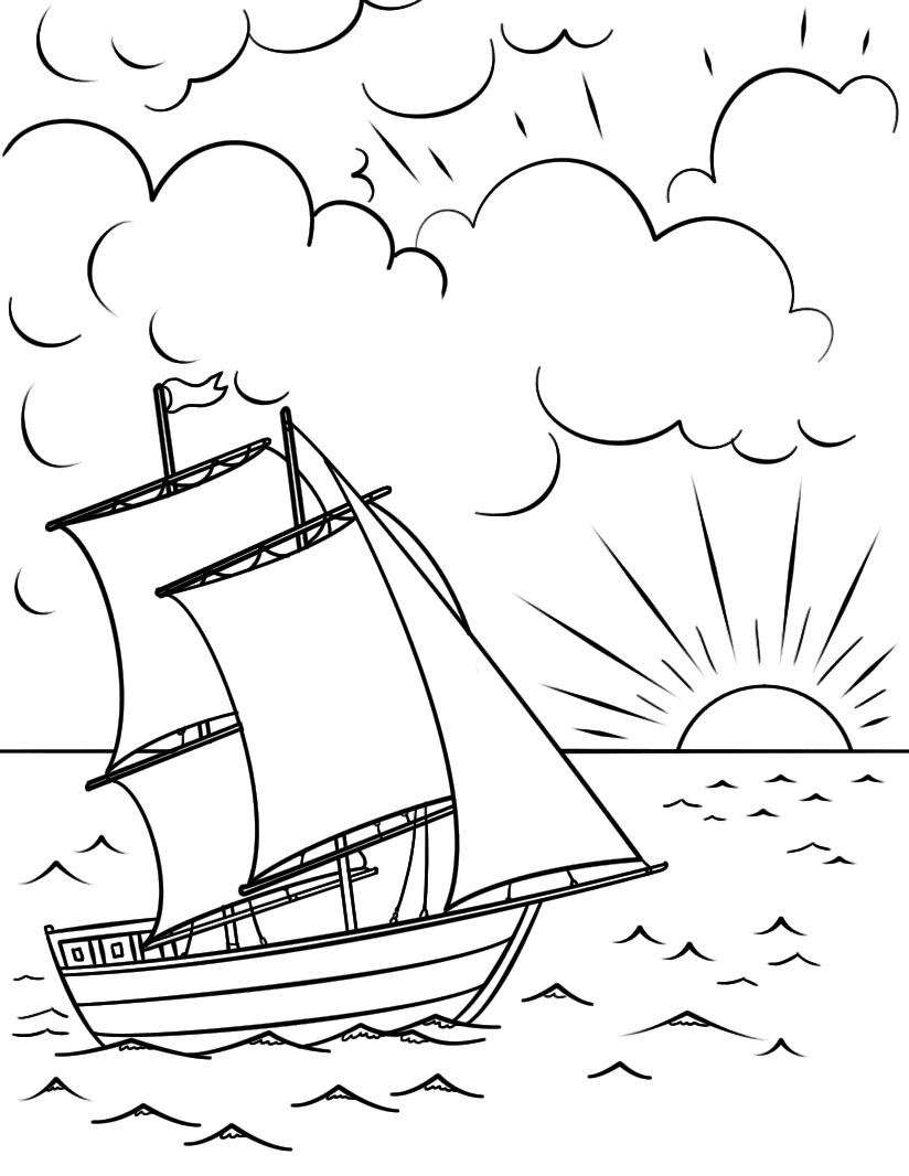 Раскраска по номерам 27,9*35,6см Корабли в море | Детские раскраски