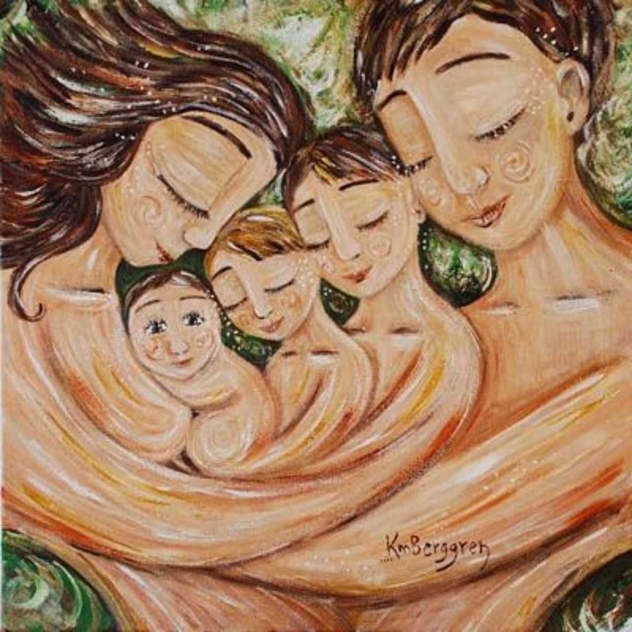 Она мама двоих детей. Кэти Берггрен картины семья. Художник Кэти Берггрен счастливая семья. Кэти Берггрен трое детей. Кэти Берггрен картины семья трое детей.