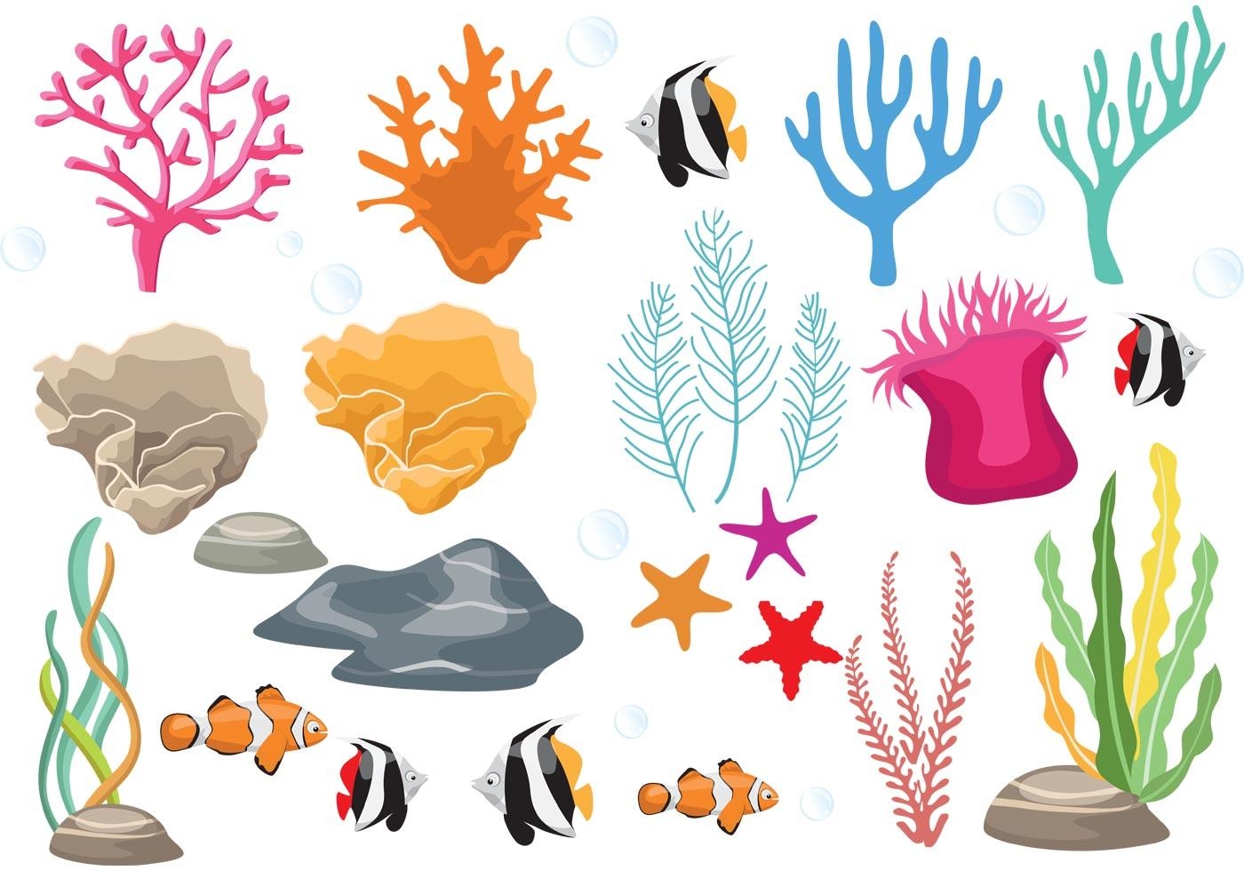Морское дно рисунок — актиния и кораллы