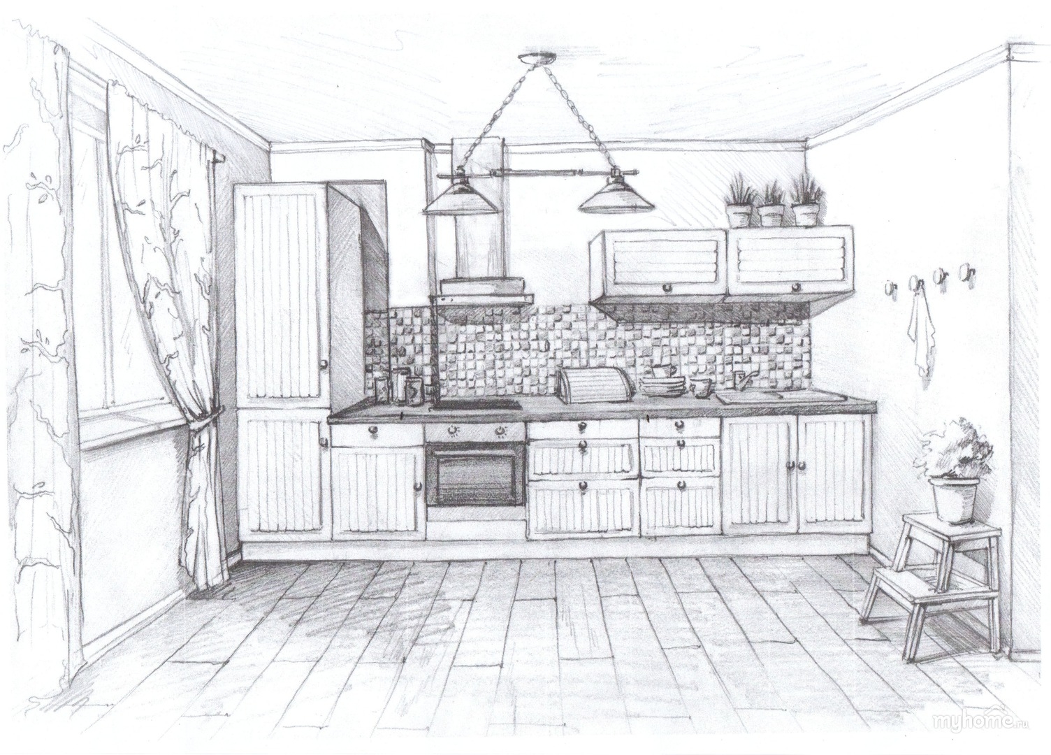 Как нарисовать кухню: рисуем с помощью программ и от руки