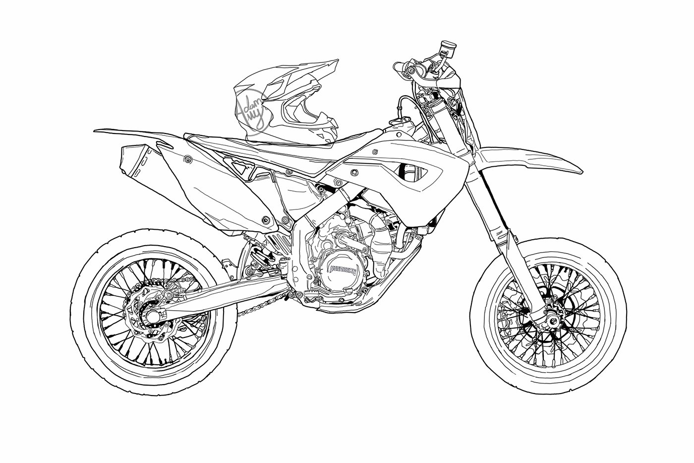 Как нарисовать мотоцикл карандашом поэтапно ✏