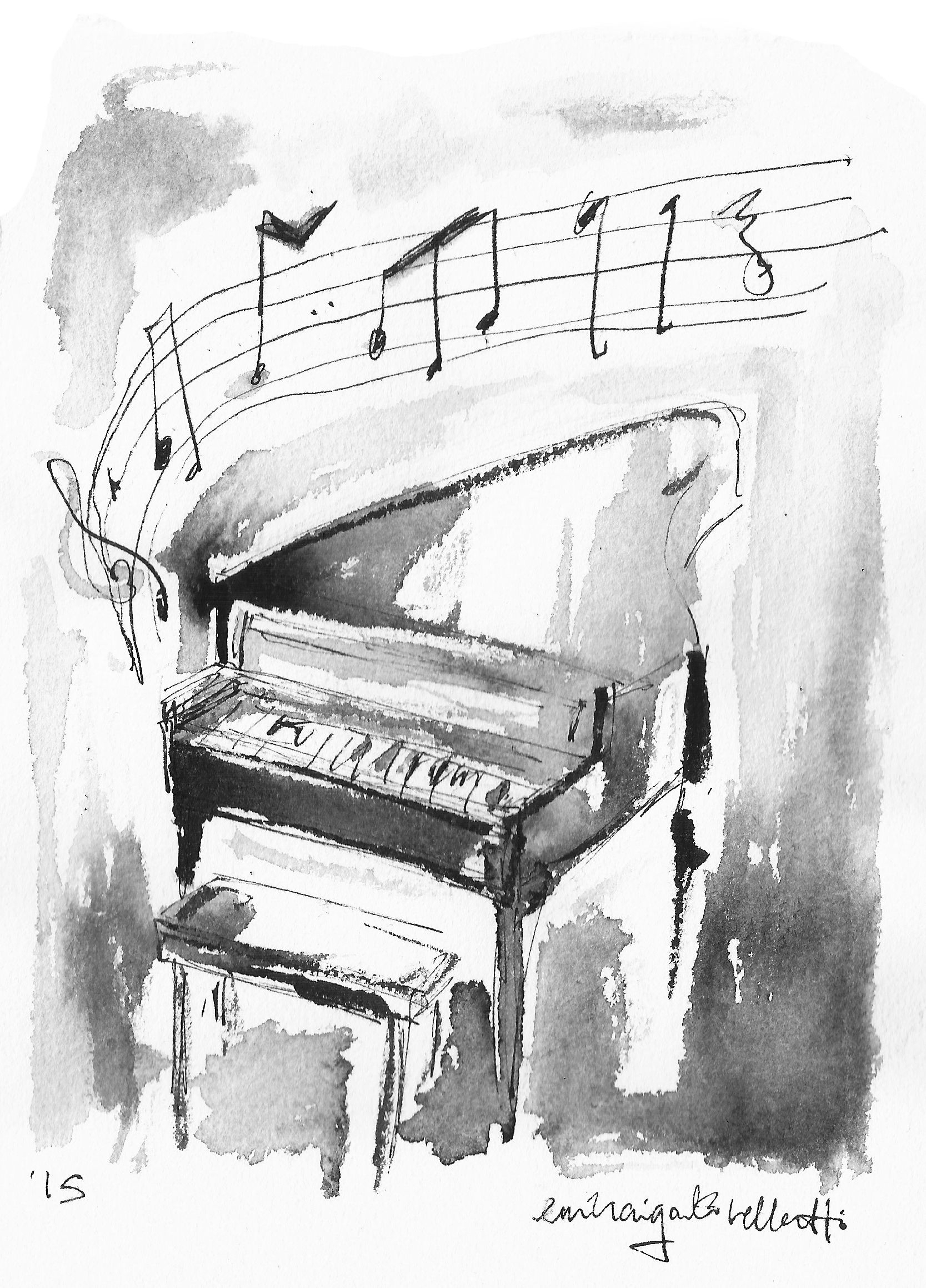 Рисунок пианино карандашом - 64 фото