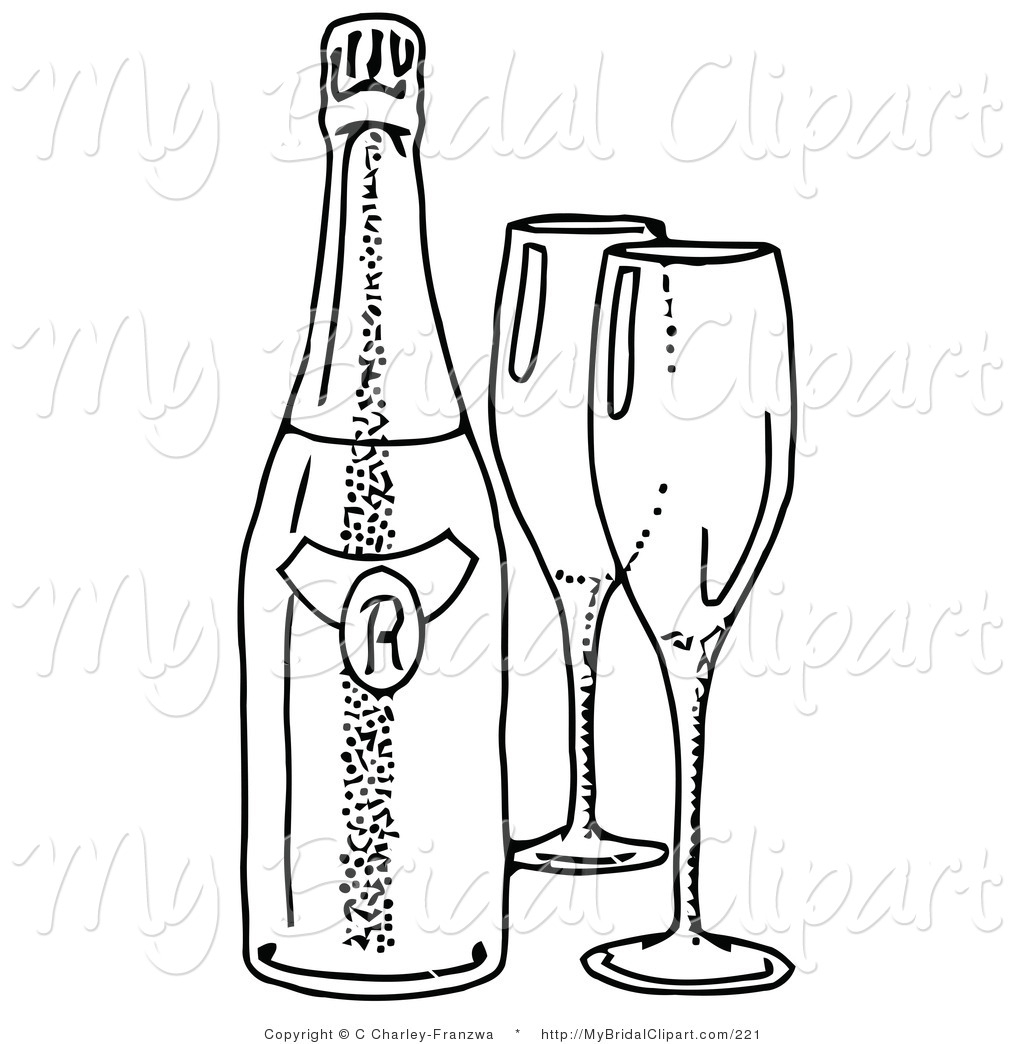 Бутылка шампанского рисунок