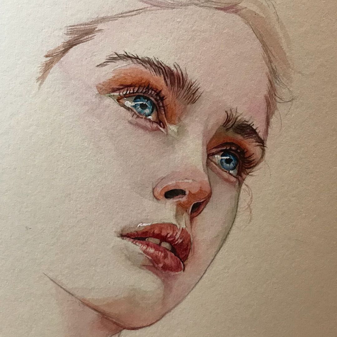 Как рисовать Портрет Девушки Акварелью. Урок How to Draw a GIRL Watercolor Portrait.
