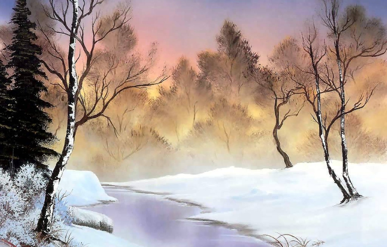 зимний пейзаж картинки рисунки