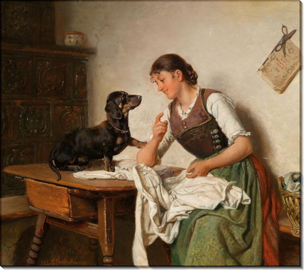 Дама с собачкой 10. Немецкий художник Adolf Eberle. Adolf Eberle (1843-1914) обед.