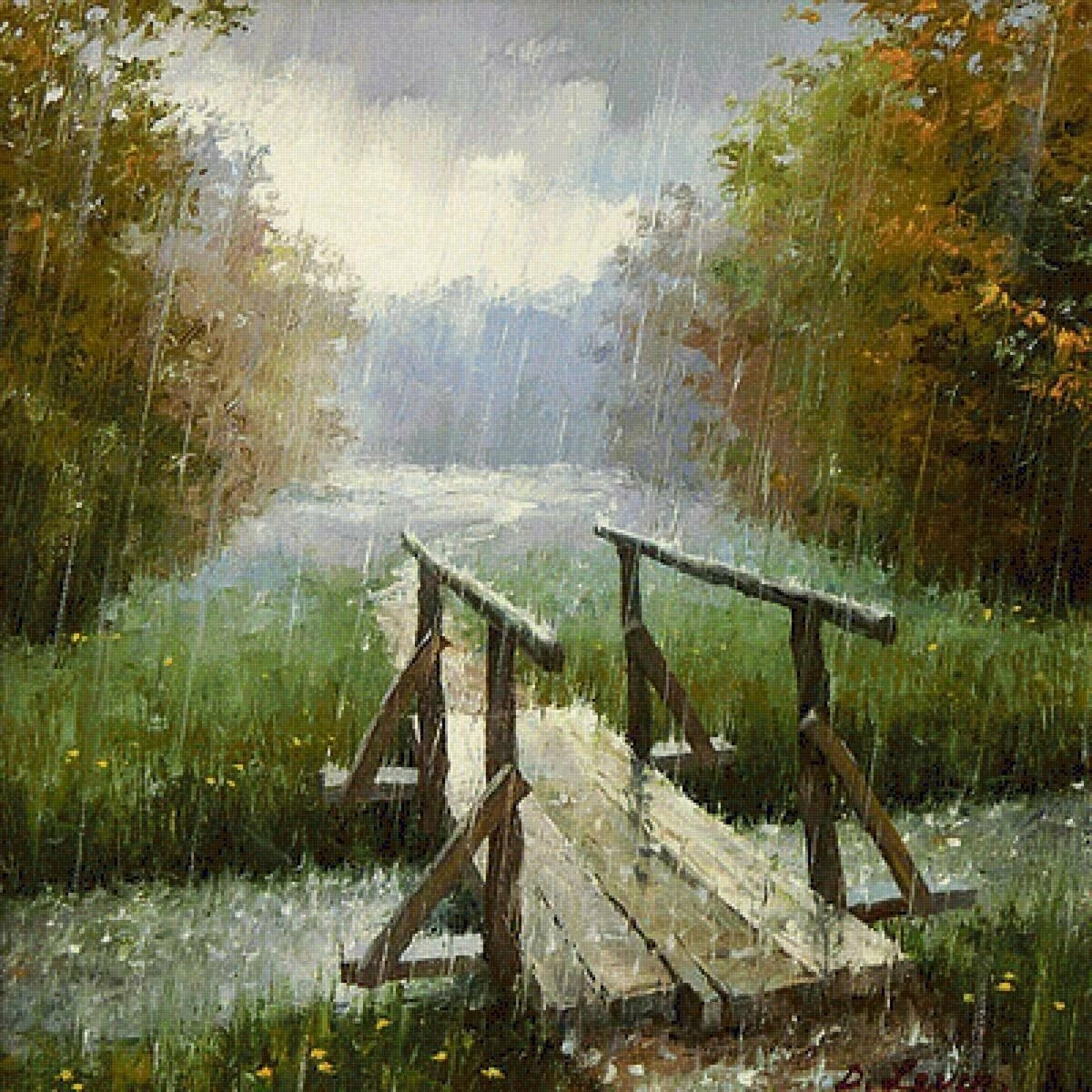 Картина весенний дождь - 77 фото