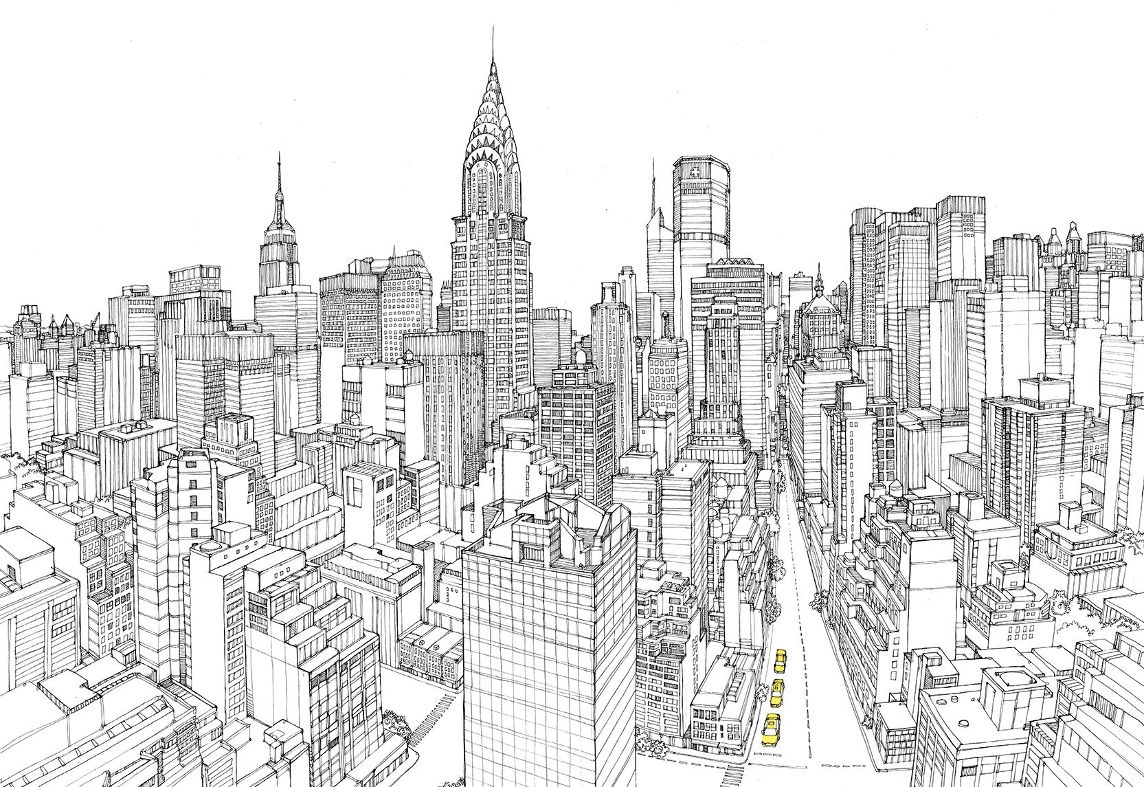Полный урок рисования города в одном изображении