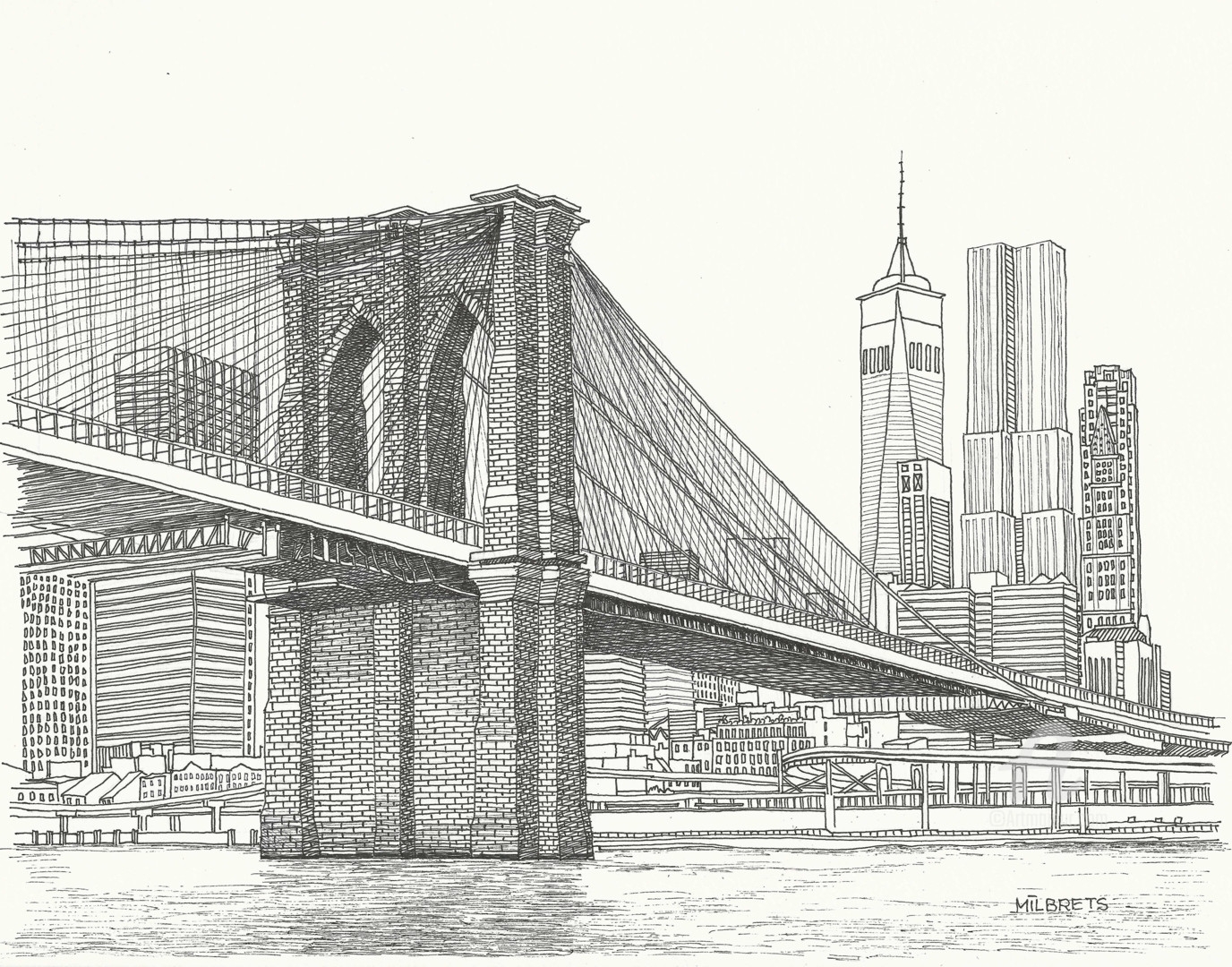 Как нарисовать город Нью-Йорк карандашом поэтапно