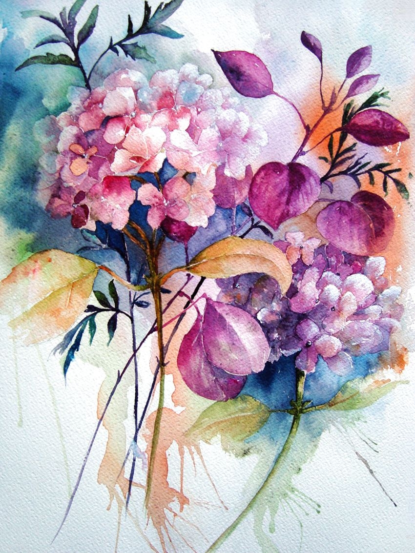 Нарисованные цветы акварелью - 78 фото