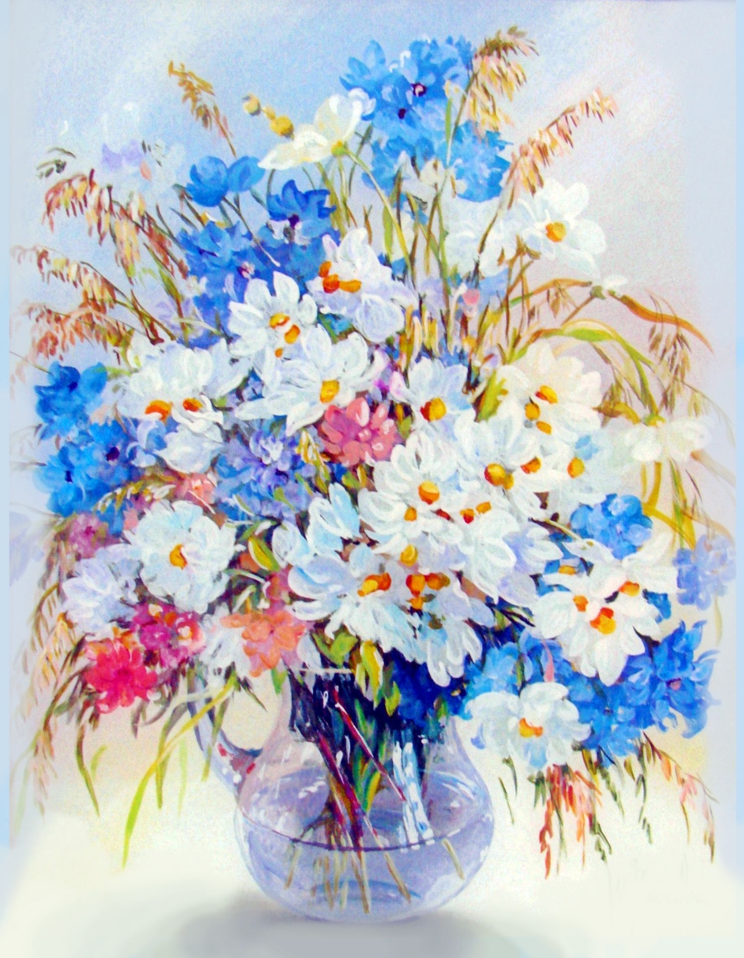 Букет цветов рисунок красками - 78 фото