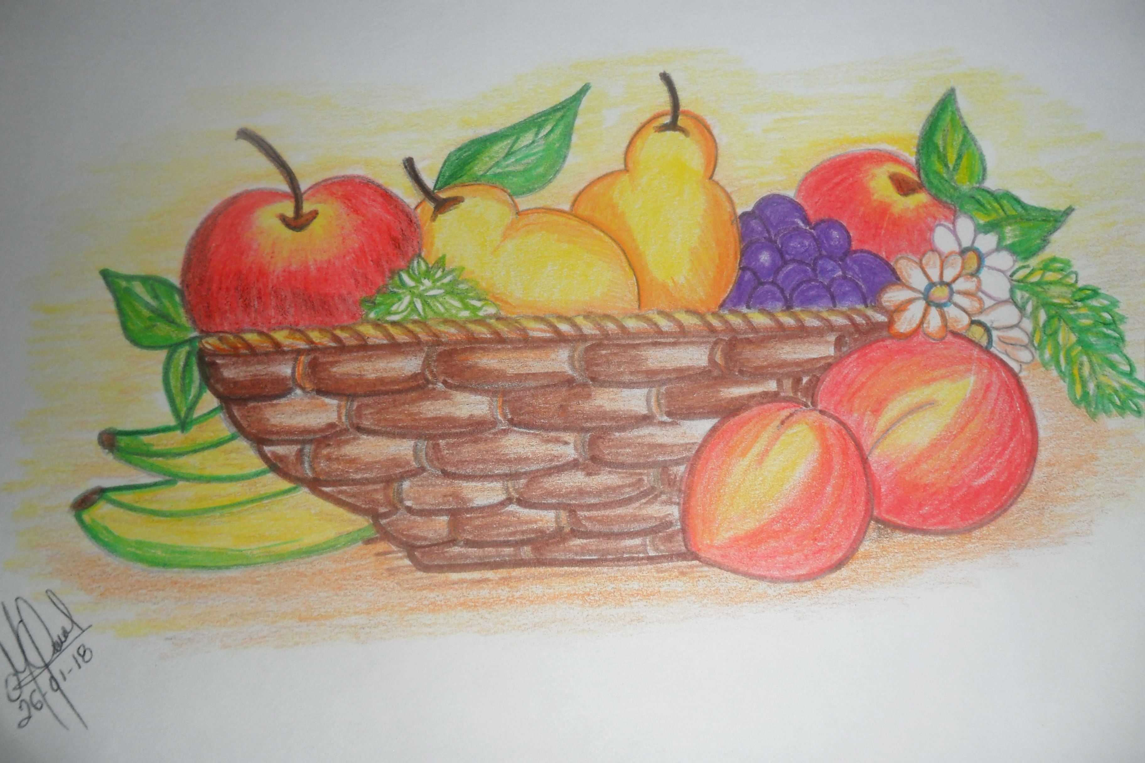 рисование фруктовый стол средняя группа