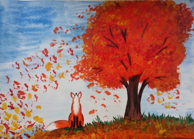 Осенний лес рисунок детский
