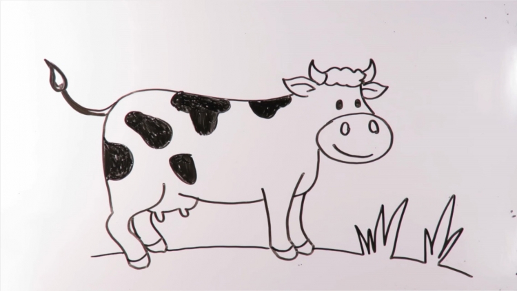 Рисунок коровы карандашом для детей