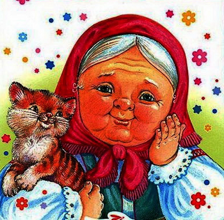 Мультяшная бабушка на кухне