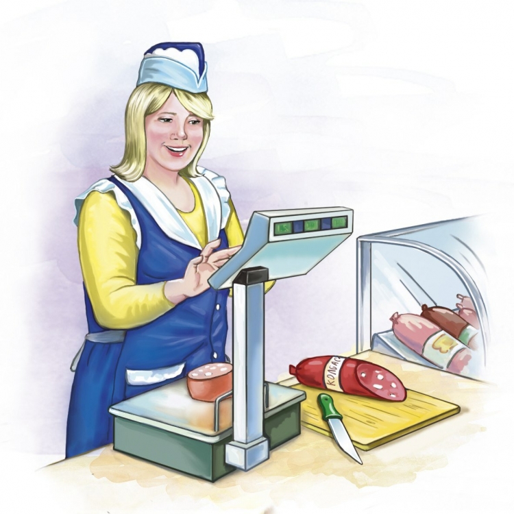 Продавец в продуктовом