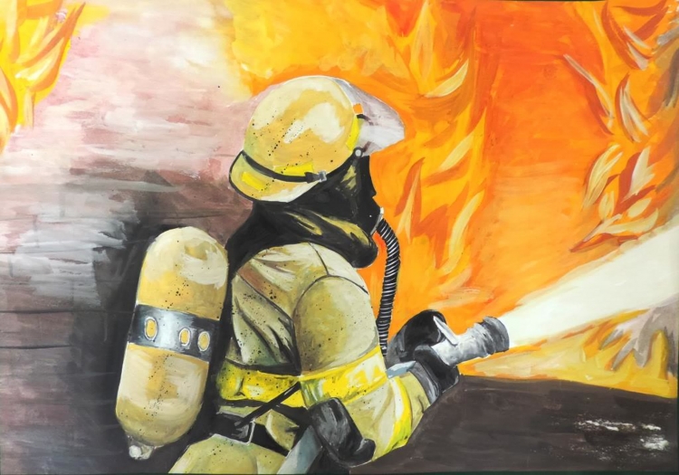 Пожарный детский рисунок