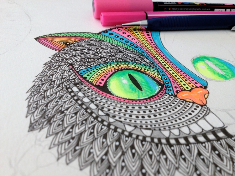 Легкие рисунки цветными гелевыми ручками