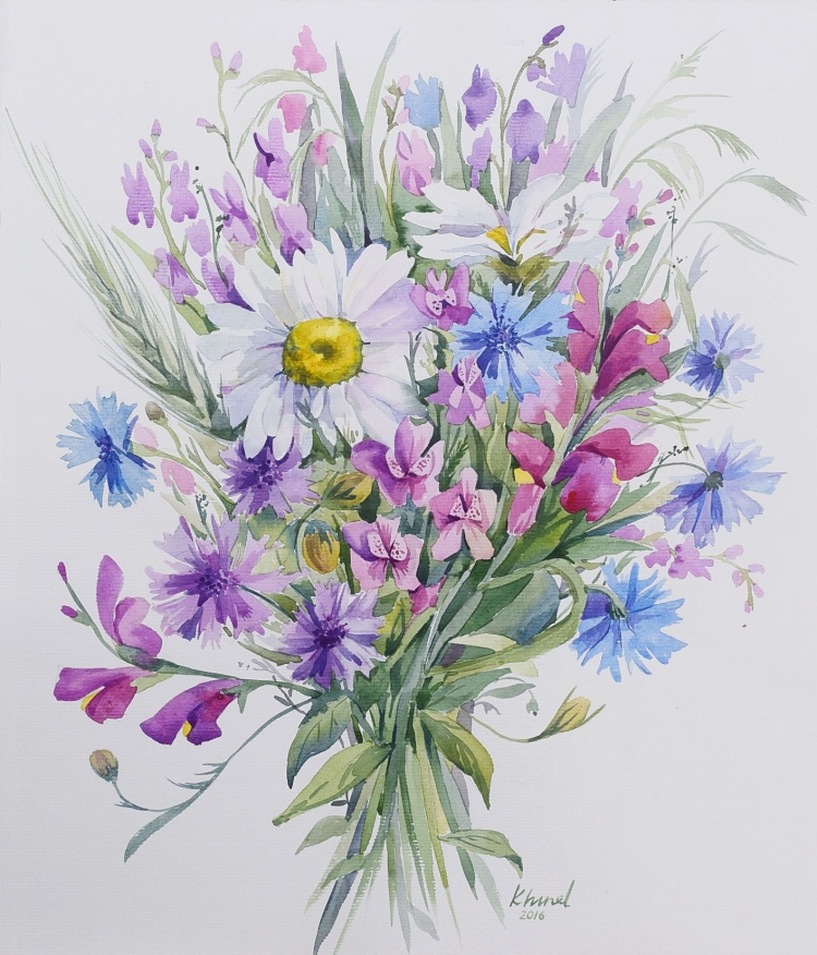 Букет полевых цветов рисунок карандашом