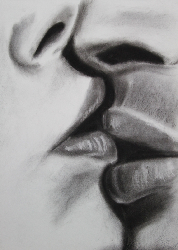 Губы поцелуй рисунок карандашом