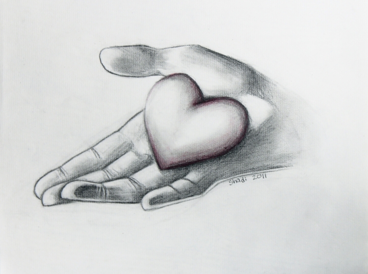 Сердце в руках рисунок карандашом
