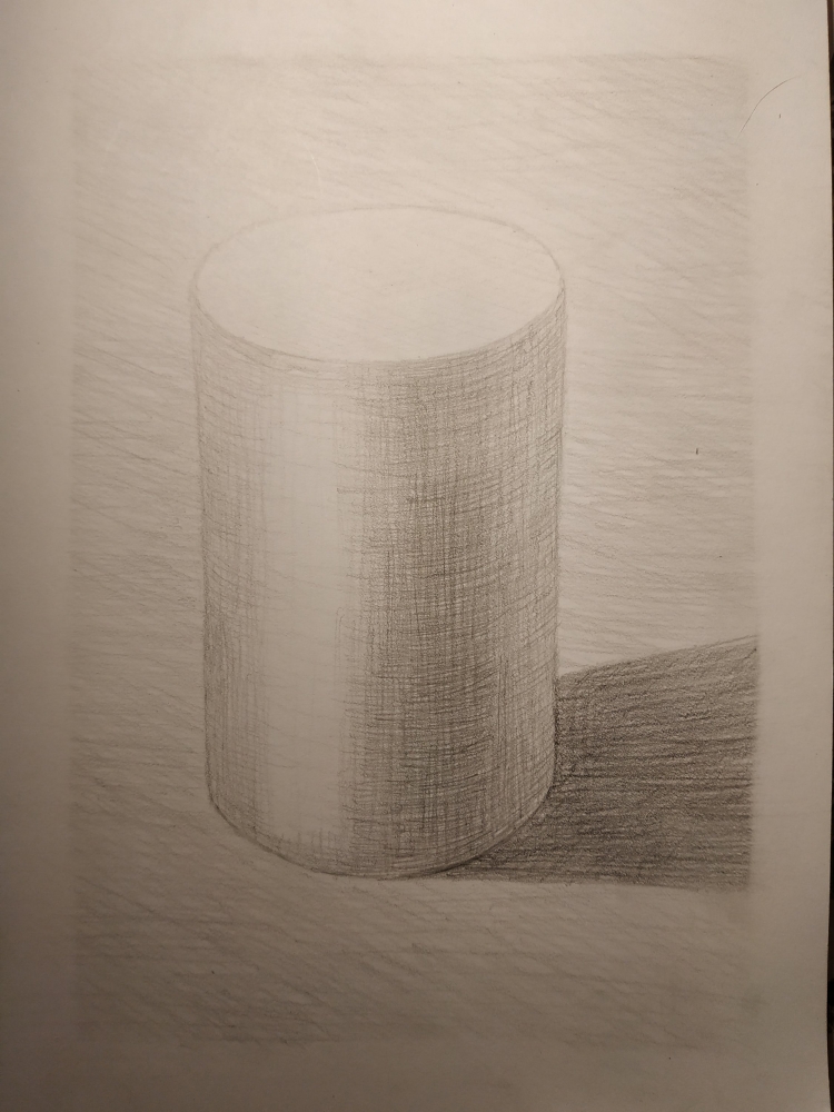 Рисунок цилиндра карандашом с тенью