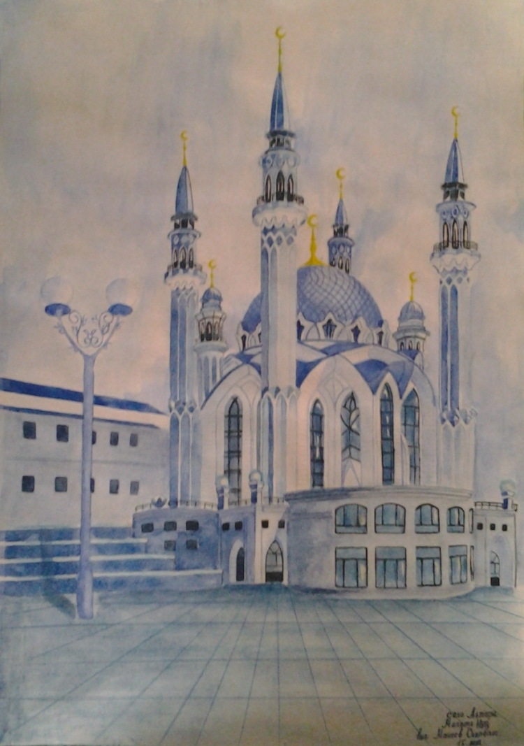 Казанский кремль рисунок карандашом