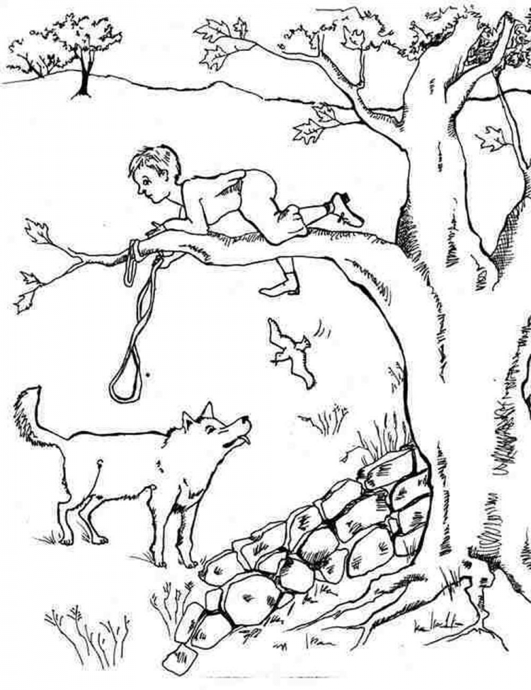 Петя и волк рисунок карандашом