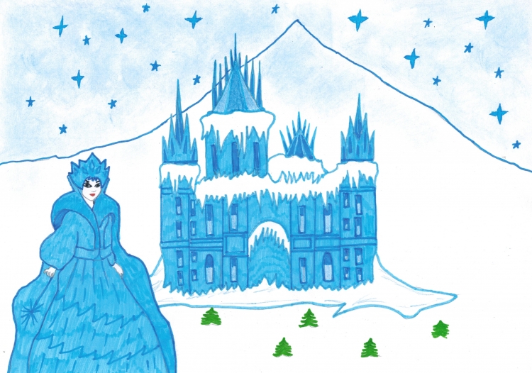 Замок снежной королевы поэтапно