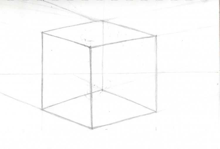 Куб карандашом поэтапно