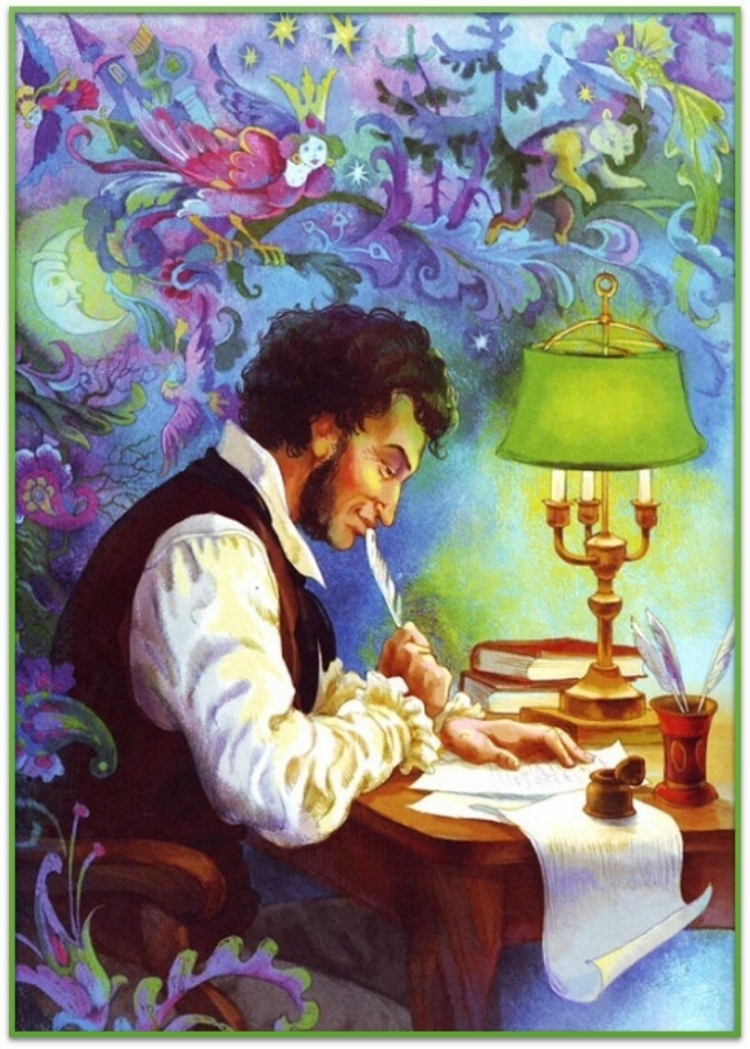 пушкин пишет пером