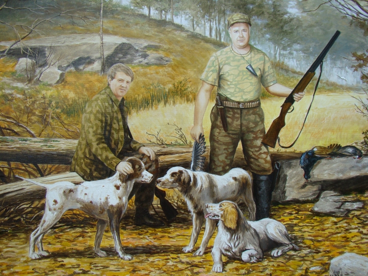 Картина охотник с собакой