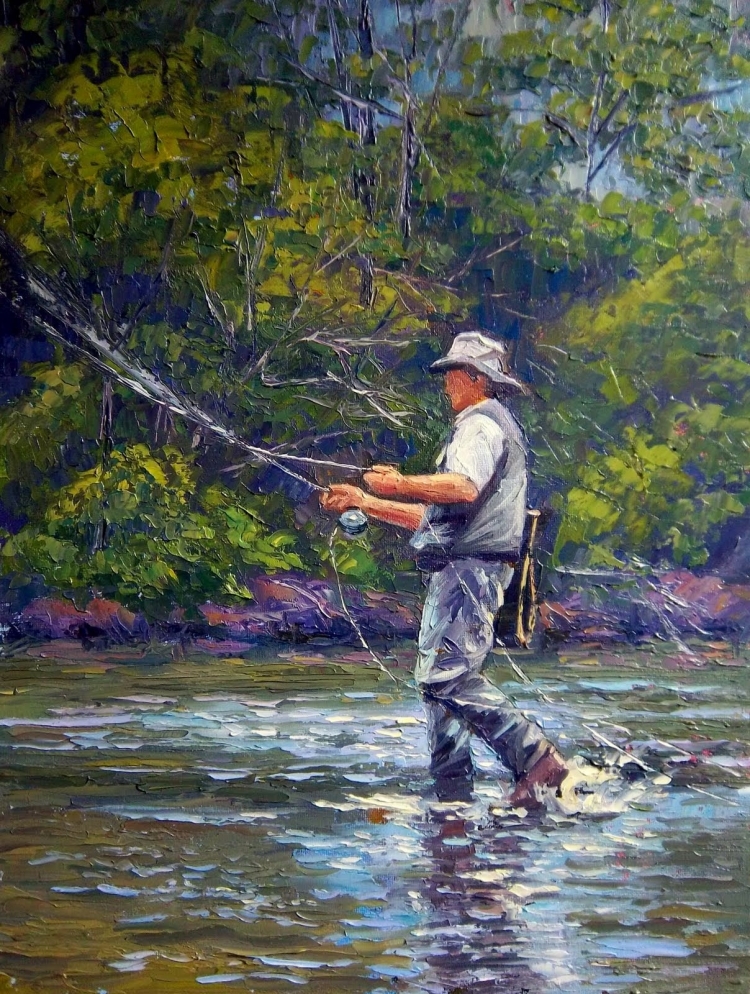 Картина рыбак с удочкой