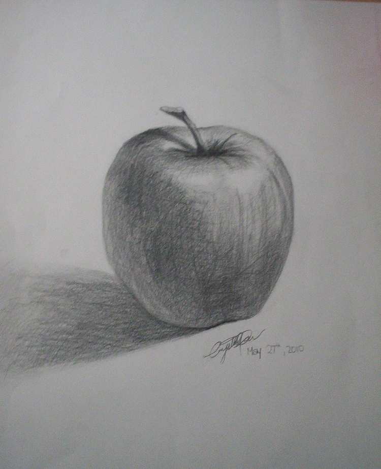 Штриховка яблока карандашом