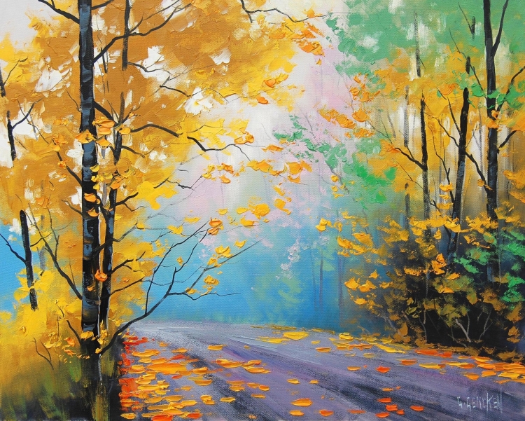 Осенний лес рисунок гуашью