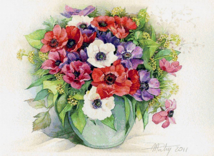 Букет цветов рисунок акварелью