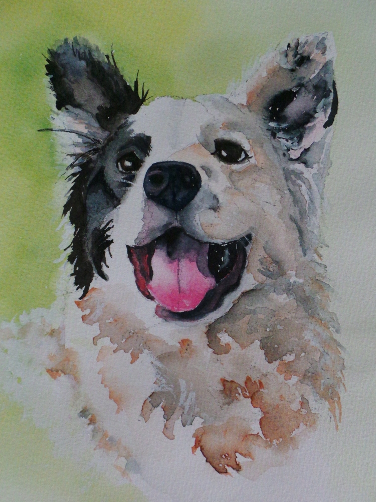 Рисунок собаки гуашью