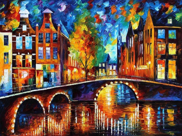 Ночной город рисунок красками